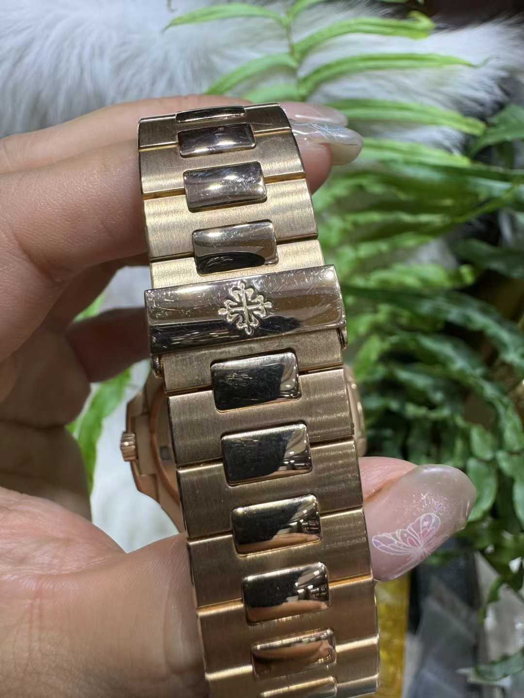 파텍필립 노틸러스 다이아베젤 브라운 금통 시계 워치